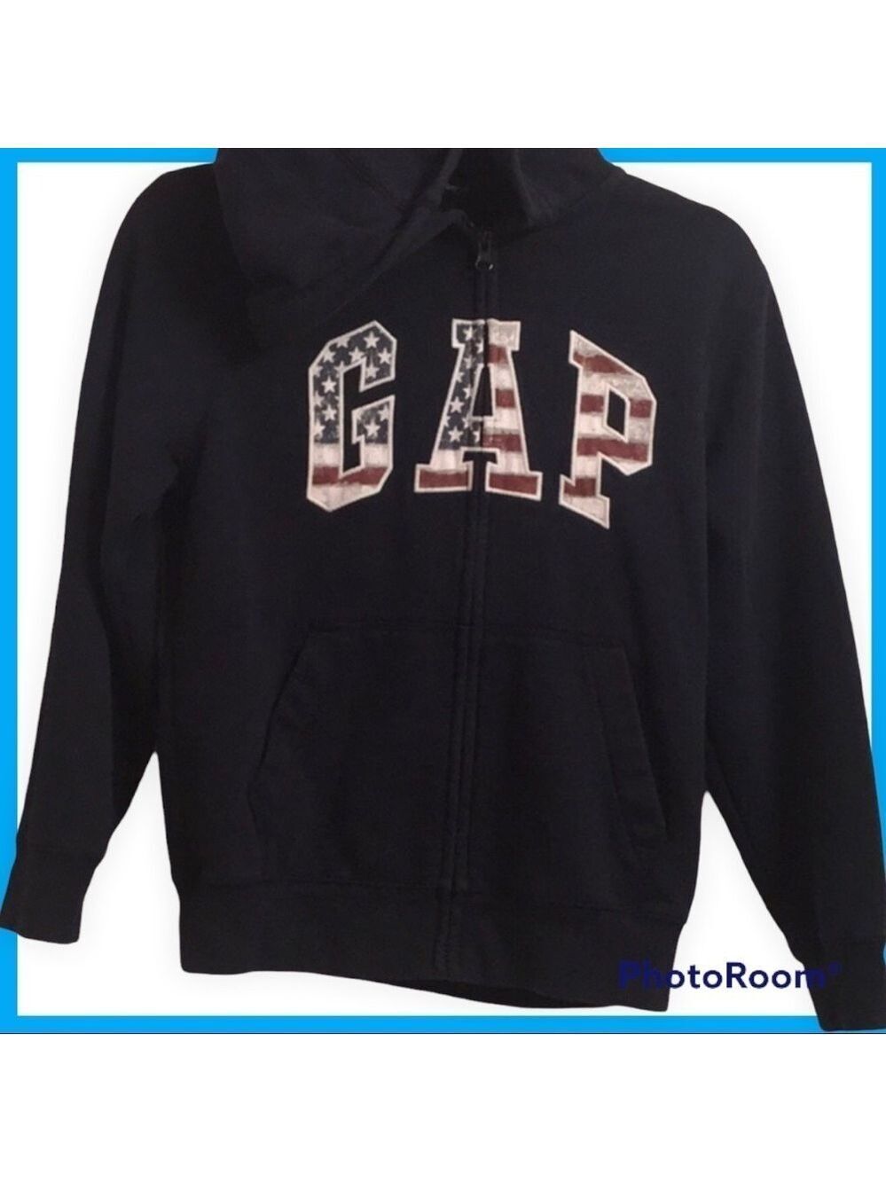 Gap top boy’s size Large blue‎ red white hoodie flag fourth of July America USA